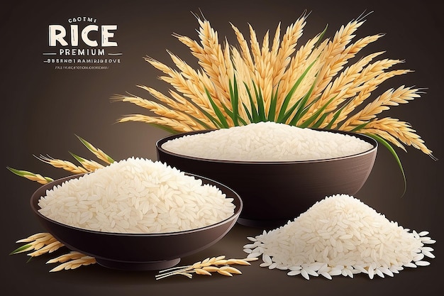 El concepto de diseño de arroz de calidad premium Un gran vector