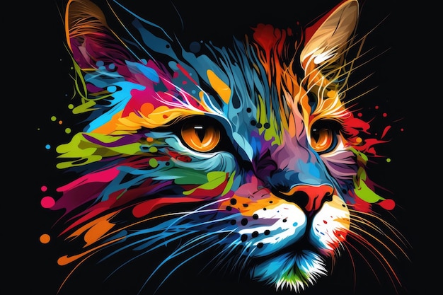 Concepto de diseño gráfico de ilustración de bozal de gato colorido abstracto