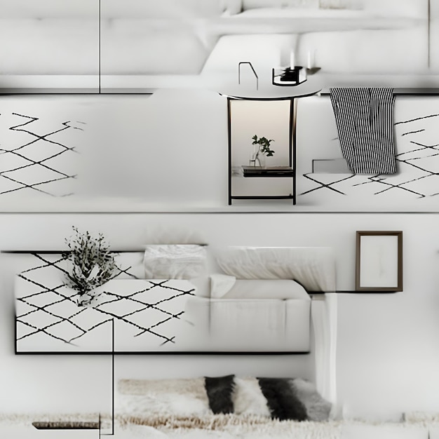 Concepto de diseño de interiores escandinavo monocromático