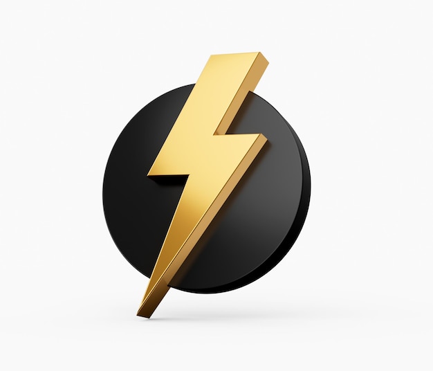 Foto concepto de diseño de logotipo thunderbolt en una ilustración 3d de círculo negro