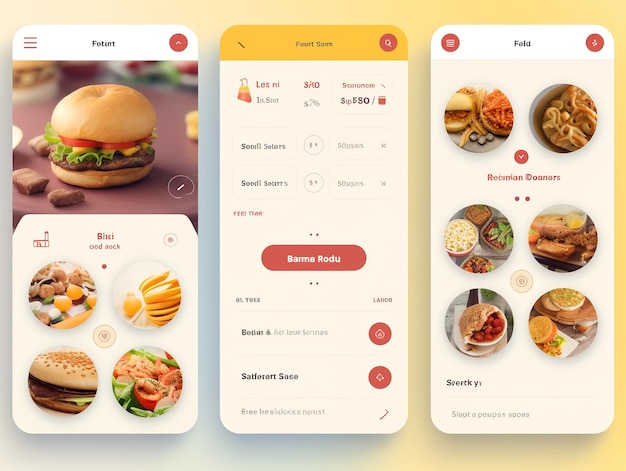 Foto el concepto de diseño de ui ux de la aplicación móvil de entrega de alimentos ai generado