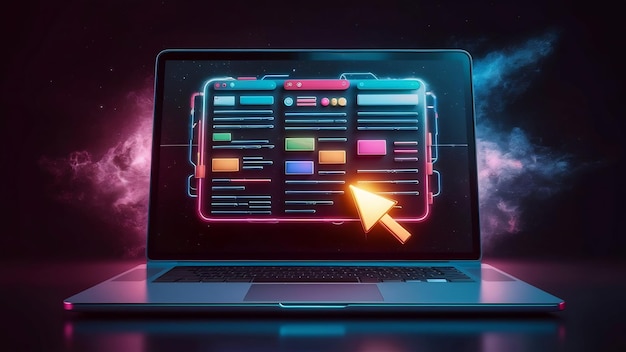 Concepto de diseño web para páginas de Internet en el fondo de la computadora portátil