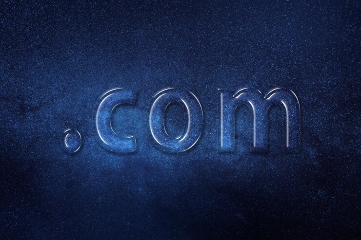 Foto concepto de dominio dot com dotcom registro identidad en línea fondo del espacio del sitio web