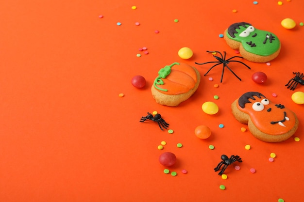 Concepto de dulces de Halloween dulces divertidos espacio para texto