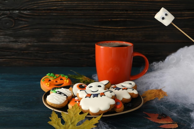 Concepto de dulces de Halloween galletas divertidas y sabrosas