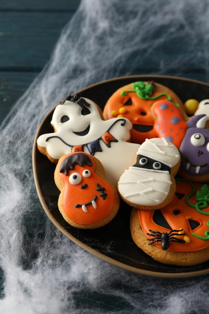 Concepto de dulces de Halloween galletas divertidas y sabrosas