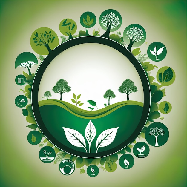 concepto de ecología verde con hojas de árboles globo de la tierra mundo tierra díaconcepto de ecología de la tierra con t