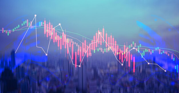 Foto el concepto de economía empresarial mundial del cierre de covid-19 en el fondo de la ciudad