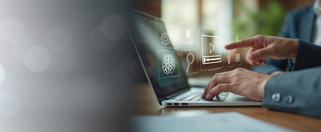 concepto de educación en línea Educación en línea lecciones en Internet y seminarios en línea