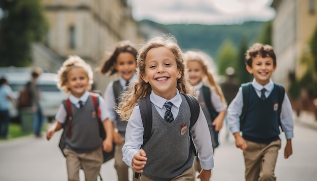 Concepto educativo alegre y feliz de regreso a la escuela