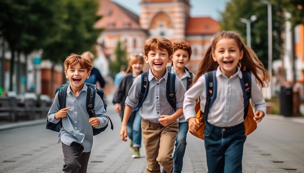 Concepto educativo alegre y feliz de regreso a la escuela