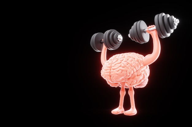 Concepto de ejercicio para el cerebro el cerebro está involucrado en el levantamiento de pesas
