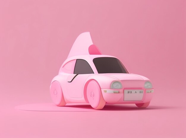 Foto concepto de elegancia flotante con moderno coche rosa