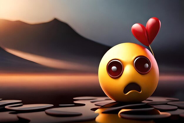 Foto concepto de emoji de personaje triste en fondo oscuro estilo de dibujos animados 3d