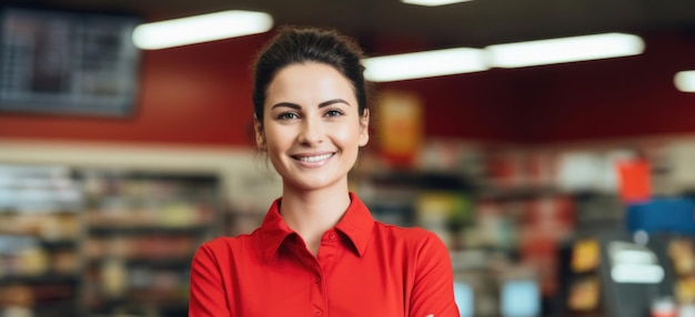 Foto concepto de empleado de supermercado