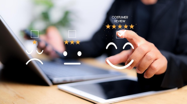 El concepto de encuesta de retroalimentación de satisfacción del cliente El cliente puede evaluar la calidad