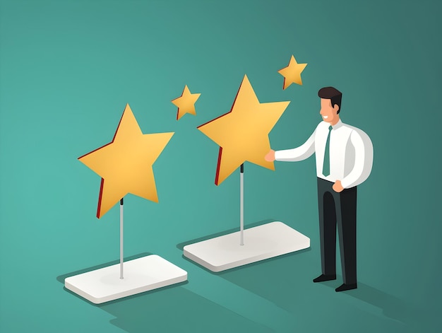 Concepto de encuesta de satisfacción del cliente Clasificación de experiencia de servicio de satisfacción de 5 estrellas aplicación en línea