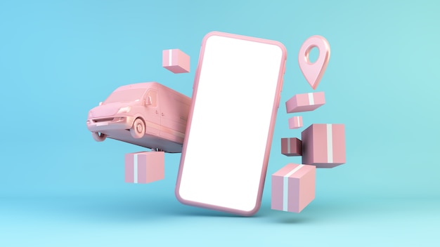 Concepto de entrega en línea renderización en 3D
