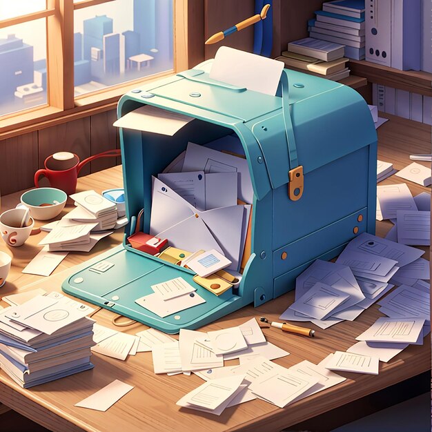 Un concepto de envío de correo en ilustración 3d