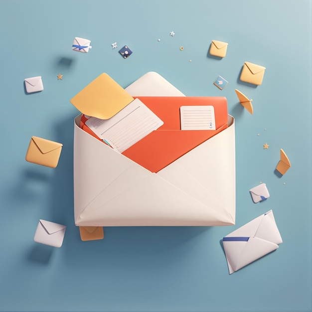 Un concepto de envío de correo en ilustración 3d