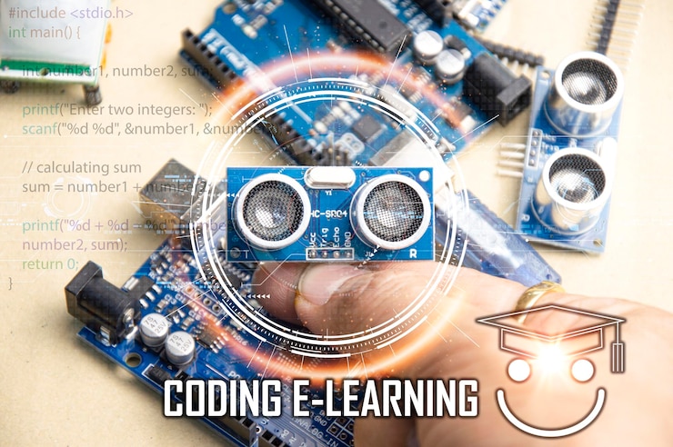 Foto el concepto de escribir un conjunto de instrucciones o un programa de computadora en forma de código un sistema de gestión de enseñanza a través de una red