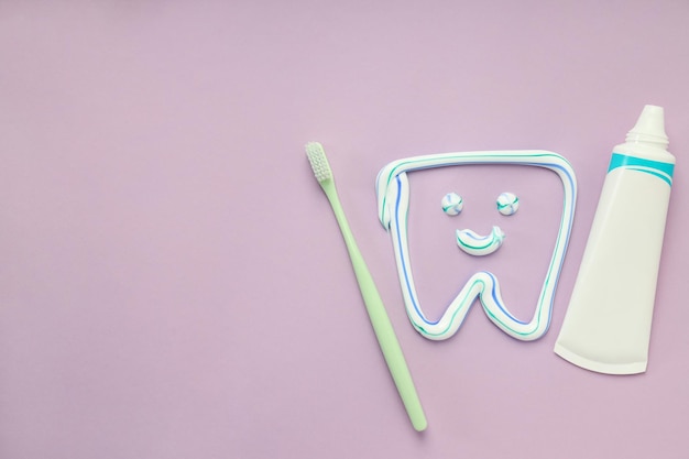 Concepto de espacio para el cuidado de los dientes o la boca para el texto