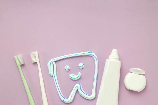 Concepto de espacio para el cuidado de los dientes para texto