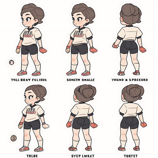 Concepto de estilo de moda de rugby de baja altura femenina Concepto duro Diseño de carácter S pálido Hábita 2D