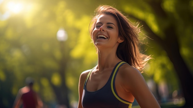 concepto de un estilo de vida activo y saludable mientras una hermosa mujer asiática participa en actividades físicas al aire libre como hacer yoga y trotar mientras se mantiene hidratada y relajada