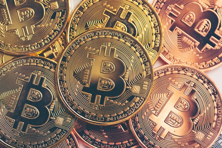 Foto concepto de éxito y dinero de negocios con bitcoins