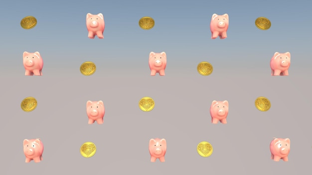 Concepto de éxito financiero, cerdo - hucha. Representación 3D.