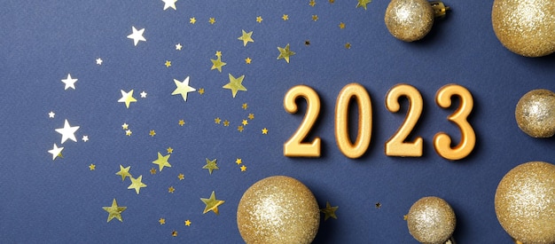 Concepto de feliz año nuevo 2023 espacio para texto