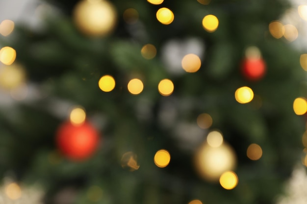 Foto concepto de feliz año nuevo árbol de navidad foto borrosa