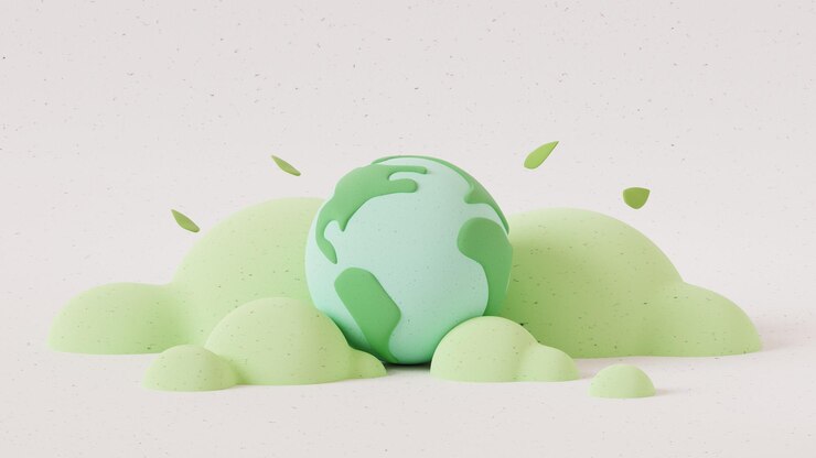 Concepto feliz del día de la tierra. Tierra y nubes con textura de papel sobre fondo de color pastel. Escena mínima para el diseño de la maqueta. Ilustración de representación 3D.