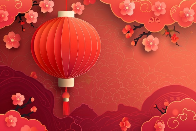 Concepto de Feliz Festival del Año Nuevo Chino en fondo rojo ar 32 estilo crudo v 6 ID de trabajo 286a36dd9220
