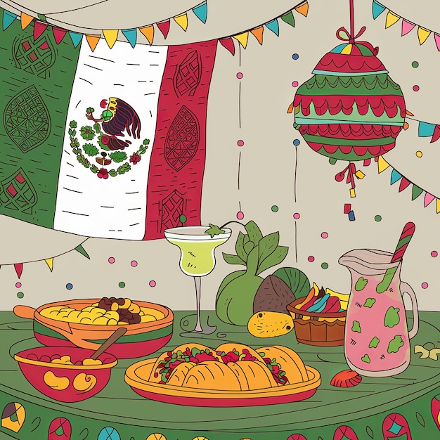 Concepto de la fiesta mexicana Celebración de las fiestas del Cinco de Mayo