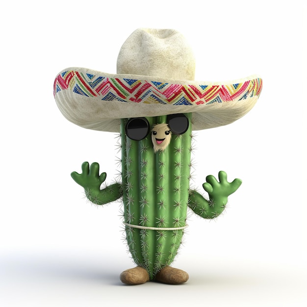 Foto concepto de fiesta mexicana con maracas de cactus y sombrero celebración de las vacaciones del cinco de mayo generativo ai