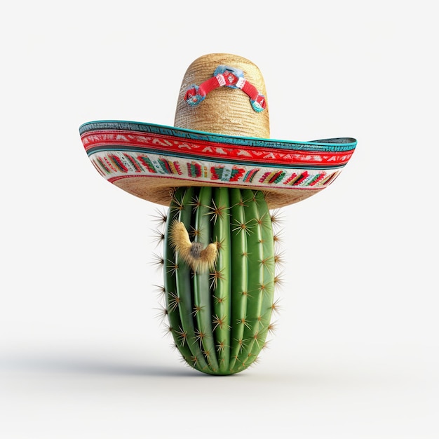 Foto concepto de fiesta mexicana con maracas de cactus y sombrero celebración de las vacaciones del cinco de mayo generativo ai
