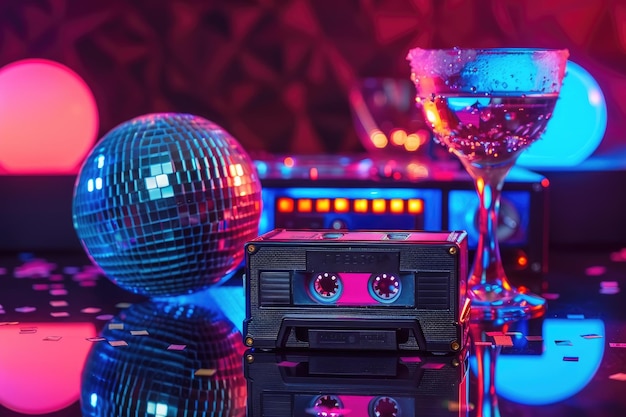 Concepto de fiesta retro Y2K con vibraciones de música vintage