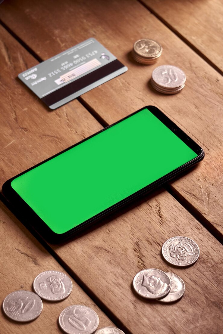 Foto concepto financiero, calcular el croma del teléfono celular de ahorro