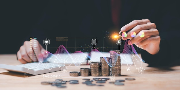 concepto de finanzas e inversiones gestión del crecimiento de los beneficios financieros gráficos y estadísticos
