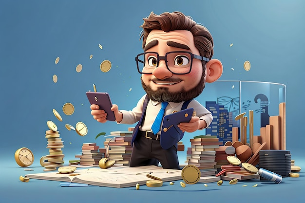 Concepto de finanzas ilustración de personajes 3d