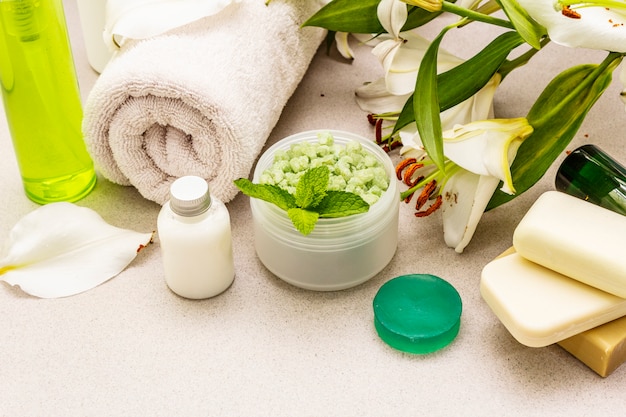 Concepto de flor de spa saludable y belleza