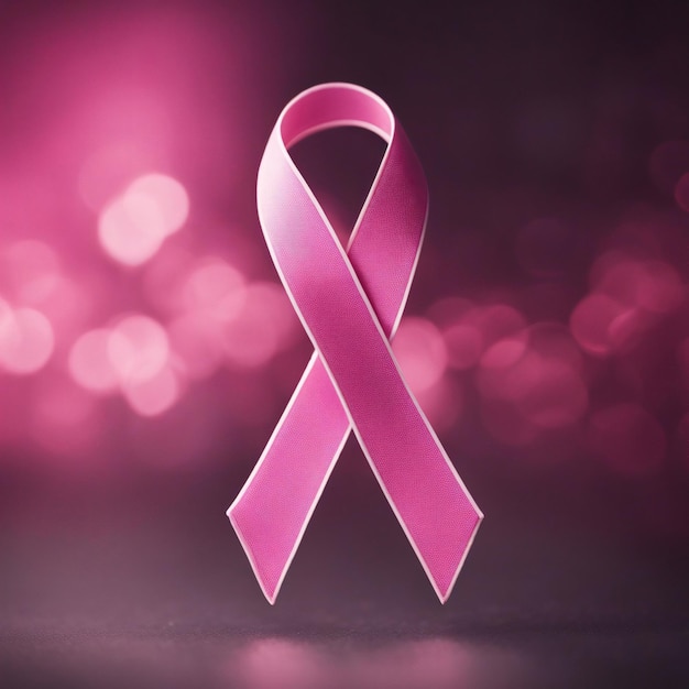 Concepto de fondo de color rosa de cinta de concientización sobre el cáncer de mama