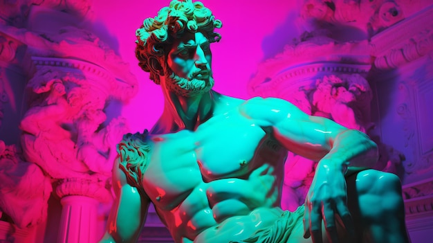 El concepto de fondo de la estatua clásica estilo Vaporwave