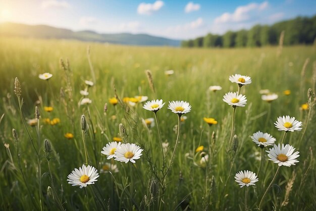 Concepto de fondo de la naturaleza Un hermoso fondo de prado de verano Un primer plano inspirador de la naturaleza