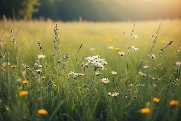 Concepto de fondo de la naturaleza Un hermoso fondo de prado de verano Un primer plano inspirador de la naturaleza