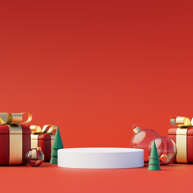 Concepto de fondo de Navidad con podio 3d romano para la presentación del producto. representación 3d