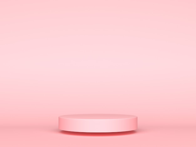 Concepto de fondo de pantalla de producto 3d geométrico rosa, cilindro de podio abstracto, soporte circular para anuncios publicitarios creativos. Representación 3d