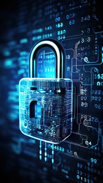 Concepto de fondo de la protección de datos y la tecnología de ciberseguridad privacidadLock Icon of Cyber